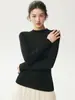 Camiseta de Capa Base de Lana Hilada Fina Yangzi, Ajustada, Tejido Sin Costuras con Cuello Semi-Alto para un Look Elegante para el Trayecto