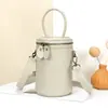 Bolsa Cilindro de Couro Genuíno Vintage para Mulheres, Nova Bolsa de Mão de Comércio Exterior, Bolsa Saco, Pequena Bolsa Transversal de Ombro Único, Pequena Bolsa da Moda, Essencial da Moda para o Dia a Dia