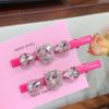 Estilo coreano Rosa Rosa Estilo Temperamento Amor Strass Duckbill Clipe Hairpin Doce Menina Franja Fragmentado Hairpin Headwear