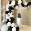 Conjunto de Corrente de Balões de Látex Preto e Branco Dourado com 104 Peças Decoração de Festa de Aniversário, Casamento, Feriado Conjunto de Balões Combinação