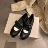 Zapatos Redondos de Piel de Vaca con Suela Blanda, Zapatos Mary Jane de Cuero Suave con Lazo Primavera para Mujer, Zapatos Versátiles de Retazos de Boca Baja Reductores de Edad Nuevos
