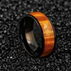 Anel Popular Transfronteiriço Cúpula Preta Textura de Madeira Anel de Aço Inoxidável Europeu e Americano Mais Vendido Anel Simples Masculino 8mm Anel