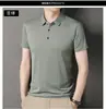 Camisa Polo de Manga Curta com Gola Lapela Cor Lisa para o Verão 2025, Leve, Respirável, Camiseta Simples Business Casual, Roupa para Pais de Meia-Idade