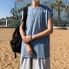 Marca na moda ins Cor Sólida Sem Mangas T-Shirt para Meninos Verão Coreano-estilo Moda Colete Solto Colete Hip-hop Camisa Base Bonita