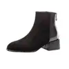 Botines Super Adelgazantes de Gamuza Marrón Francés para Mujer 2026 Nuevos Botines Pequeños de Tacón Grueso Otoño Invierno Chelsea Martin Boots