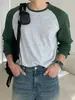 Camiseta de manga raglán con bloques de color para hombre, un atuendo sencillo, elegante y casual para el día a día, perfecta como camiseta de manga larga para otoño