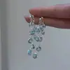 Aretes de Borla de Cristal Azul Glaciar, Estilo Largo, Lujo Accesible, Diseño Versátil, Aretes Personalizados de Vacaciones Playa Primavera y Verano