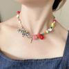 Collar de manzana con cuentas de dopamina coloridas para mujer, estilo fresco y dulce, cadena de clavícula con diseño de nicho.