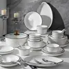 Cuencos Domésticos de Color Bajo Esmalte, Antideslizantes, Vajilla Cerámica de Lujo Ligero, Juego de Cuencos y Platos, Bol para Arroz, Plato, Bol para Fideos, Plato para Pescado, Regalo al por Mayor