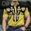 Camisa masculina casual esportiva e de manga curta com botões, estilo tribal ocidental étnico, 2025