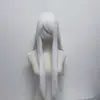 Peluca de cosplay de pelo largo con parche para un ojo en un lado y flequillo lateral, adecuada para convenciones de anime, estilo bidimensional, peluca de cabeza completa de fibra sintética de alta temperatura