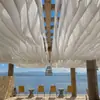Cortinas de Teto Onduladas Coloridas da Moda Acionadas pelo Vento Cortinas de Exterior para Pátio Quebra-Sol Hospedaria Restaurante Ponto Cênico Cortinas de Tecido Decorativo Superior