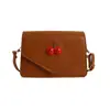 Bolsa Quadrada Pequena Casual Feminina Nova Primavera Japonesa e Coreana, Bolsa de Ombro Único Transversal, Bolsa de Celular Cereja Fresca, Bolsa Pequena