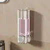 Dispensador de sabonete para banheiro sem furos, frasco dispensador manual de shampoo e gel de banho de hotel de alta qualidade, caixa dispensadora de álcool em gel para hotel