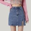 Nuevo Transfronterizo Cintura Alta Corte A Slim Sexy Falda con Abertura Falda Corta de Mezclilla Cubrecaderas Pantalones Falda para Mujer