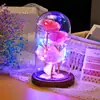 Tampa de Vidro Personalizada de Fábrica com Flor Eterna Tampa de Vidro de Rosa Luminosa Flor de Simulação Caixa de Presente Tampa de Vidro para o Dia dos Namorados