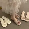 Sandalias de cuña con lazo estilo francés para mujer, Nuevo modelo Verano 2025, Sandalias de punta abierta y boca de pez para uso en exteriores