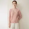Estilo luxo leve~Cardigã 100% caxemira pura para mulheres, suéter de tricô trançado com gola V espesso, peça de outer wear simples e elegante