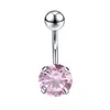Anillo para Ombligo Redondo de Acero Inoxidable de Doble Punta con Circonita Piercing Corporal Stud para Ombligo Moda Europea y Americana Stud para Ombligo