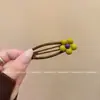 Grampo de Cabelo Flor de Metal Azul e Amarelo, Presilha Bico de Pato, Grampo de Cabelo de Luxo, Presilha para Franja de Cabelo Quebrado, Grampo para Testa, Acessório de Cabelo Lateral