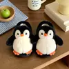 Chinelos de Algodão Criativos Fofos de Pinguim Desenho Animado para Crianças Meninas Meninos Outono Inverno Antiderrapantes Internos Chinelos Peludos