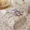 Juego de Edredón de Verano de Cuatro Piezas con Estampado de Dibujos Animados, Edredón Refrescante de Verano, Edredón para Aire Acondicionado, Juego de Cubre Cama, Juego de Ropa de Cama de Tres Piezas para Dormitorio de Estudiantes