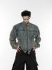 Comercio Exterior Principios de Otoño Vintage Chaqueta Corta de Mezclilla con Hombreras Lavada Vieja Diseño Metálico Chaqueta sin Cuello Cabello de Hombre