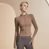 Roupas de Yoga Roupa Esportiva Feminina Slim Fit Justa Manga Longa Cardigan Alta Elasticidade Respirável Ciclismo ao Ar Livre Levantamento de Peso Corrida Fitness