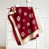 Bufanda Chal Jacquard Floral de Camelia Simple y Lujoso, Imitación Cachemir, Engrosado, Cálido, con Borlas, Producto para Transmisión en Vivo