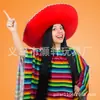 Sombrero modelador de tela no tejida mexicana para fiesta de Carnaval, capa con borlas a rayas, mini sombrero de paja, diadema diadema