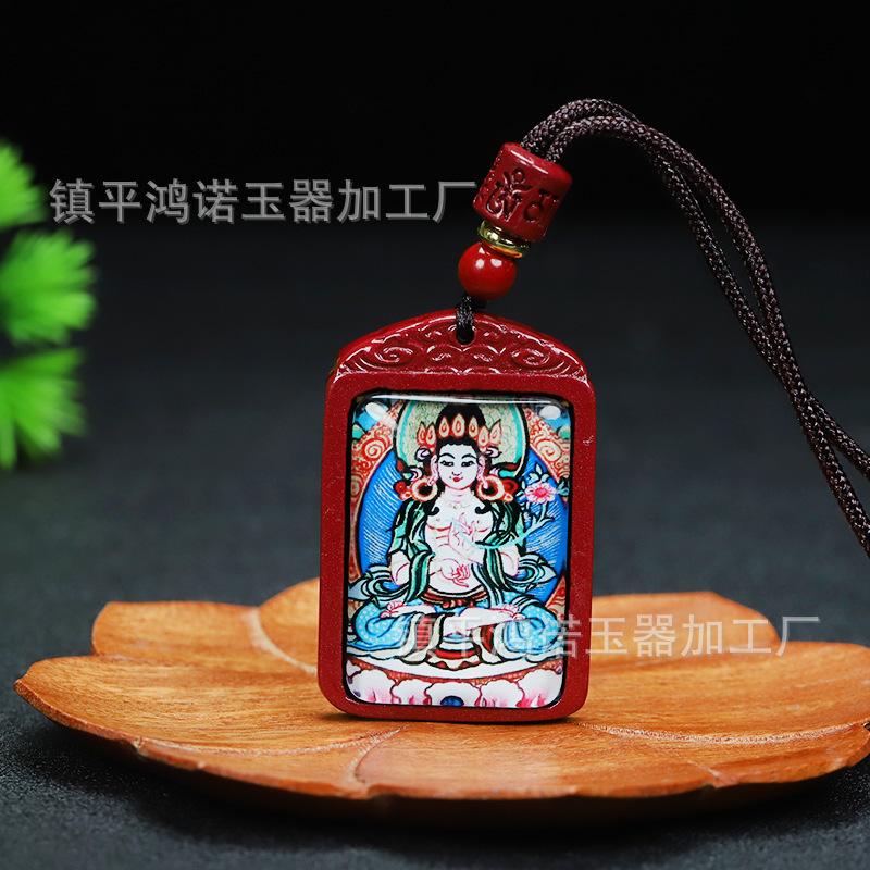 朱砂彩绘守护神吊坠