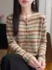 Nuevo cárdigan de punto fino de lana retro para Otoño/Invierno 2026 con cuello redondo, mangas largas y corte holgado
