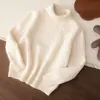 Suéter de lana para niños de otoño e invierno, suéter de punto de cuello alto, suéter base unisex tipo pullover, suéter de lana de cuello alto para bebé