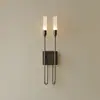 Luminária de Parede para Sala de Estar Pós-Moderna Luxo Leve Estilo Americano Criativa para Hotel Villa Escadas Sala de Jantar Luminária de Cabeceira Lâmpada de Parede com Duas Cabeças