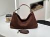 Bolso de Mujer Cuero Genuino Acabado de Ante de Alta Gama Cuero Vacuno Encerado Bolso de Mano Bolso Bandolera Mano Bolso de Ante Suave 2024 Nuevo