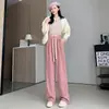 Pantalones rectos Oumianrong Yamamoto para mujer, nuevos pantalones casuales con cordón de otoño 2026, agradables al tacto, holgados, versátiles pantalones de pierna ancha para mujer
