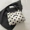 Bolsa de Ombro Casual Grande Capacidade Colorblock de Lona com Bolinhas da Moda 2026 Nova Estilosa Retrô Tote para Mulheres Transfronteiriça