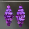 Brincos de Gancho com Borla de Flor de Borboleta Roxa Cravejada de Diamantes, Brincos Versáteis Exquisitos e Modernos, Brincos de Nicho de Alta Qualidade para Mulheres Atacado
