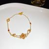 Pulsera Ajustable de Diamante Ovalado de Zirconia Chapada en Oro Real de Lujo Ligero Pulsera de Moda de Alto Sentido Pulsera Comodín para el Día a Día