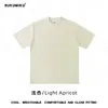 Camiseta de algodón puro de doble hilo de peso pesado de 260 g con hombros caídos, corte holgado, cuello redondo, top casual de manga corta de color liso, chaleco simple de manga corta