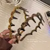 Diadema de Peluche Estilo Coreano Estampado de Leopardo Diadema Ondulada para Mujer Esponjosa Cara de Calavera Alta Diadema para Lavar el Cabello Pasador Accesorios para el Cabello