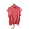 Camiseta regata de modal com máscara, blusa de baixo para mulheres, verão, gola alta parcial, camiseta fina, segunda pele, ajuste slim, top estilo western