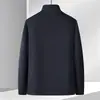 Chaqueta Leishibert 100% lana con forro de plumón desmontable, cuello alto, para hombres de mediana edad y mayores, ropa exterior para hombre de otoño e invierno