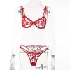 Lencería Europea y Americana Pura Pasión Chica Encaje Bordado Corazón Transparente Sexy Íntimos Conjunto de Dos Piezas 14405