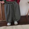 Productos para Niños Jiaye 2024 Primavera y Otoño Nuevo Pantalón Bombacho a Rayas para Niños y Niñas, Tejido de Punto Suelto de Ocho Puntos con Pierna Ancha