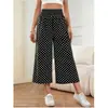 Pantalones de cintura alta, fluidos, de pierna ancha, cropped para mujer, de verano, corte holgado, color liso, casual, estilo europeo y americano, diseño versátil