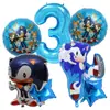 Suporte de Estilo Balão Sônico Balão Sônico Festa Sônica Jogo Infantil Decoração de Aniversário Balão de Filme de Alumínio