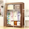 Guarda-Roupa Simples com Cabides Duplos, Guarda-Roupa de Tecido com Reforço de Tubo de Aço, Guarda-Roupa com Estrutura de Aço, Armário Dobrável para Armazenamento de Dormitório, Guarda-Roupa à Prova de Poeira, Transfronteiriço