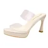 2026 Nuevas Pantuflas de Tira Transparente con Tacón Ultra Alto para Mujer, Elegantes y Sexy, Plataforma Impermeable, Pantuflas de Tacón de Aguja Abiertas para Uso en Exteriores