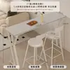 Mesa Alta Cor Creme para Uso Doméstico, Divisória de Parede, Mesa Casual Minimalista de Pernas Altas para Apartamento Pequeno, Mesa Alta e Cadeiras Brancas Puras para Sala de Jantar